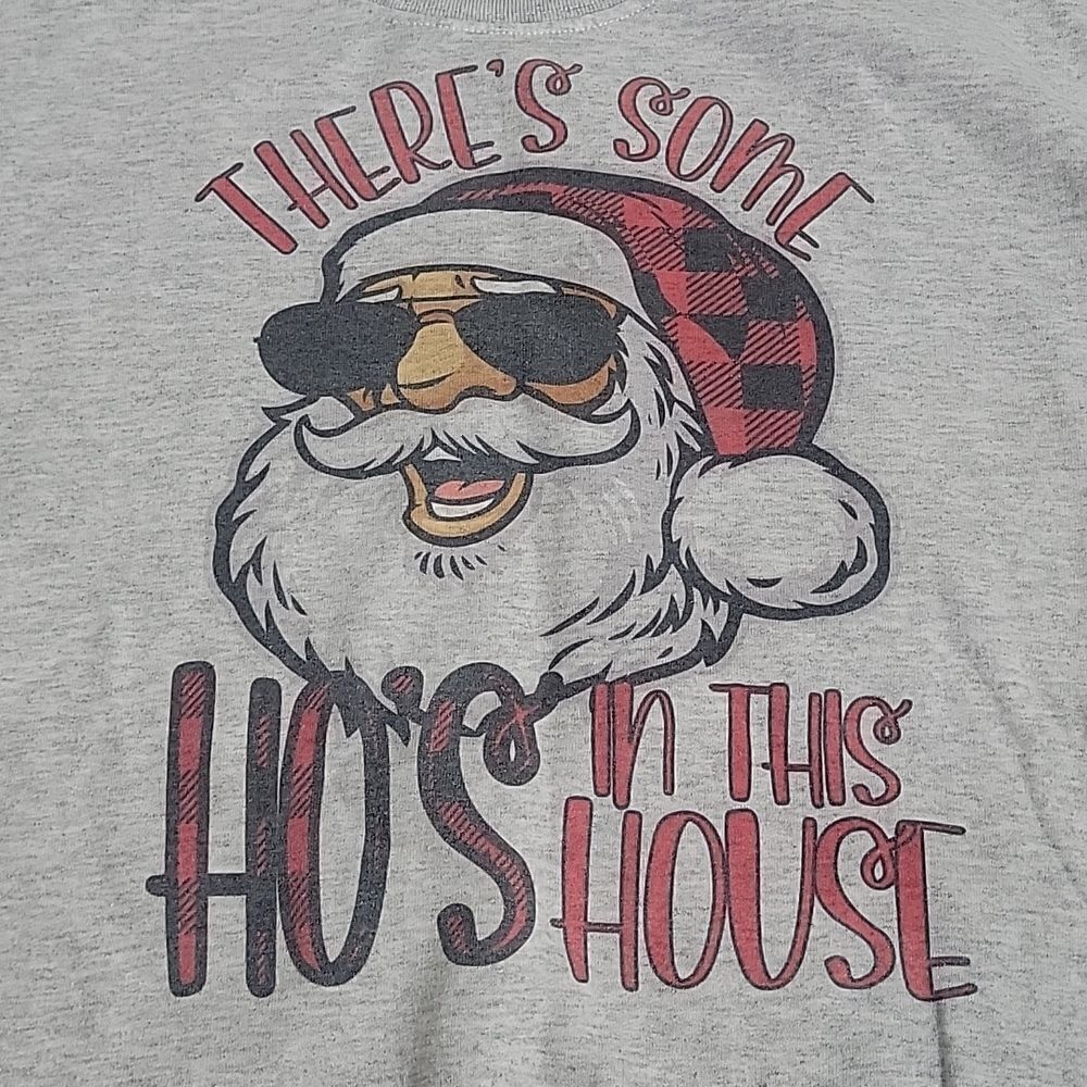 Gildan Funny Santa Christmas Sweatshirt Theres Some Hos In This House
